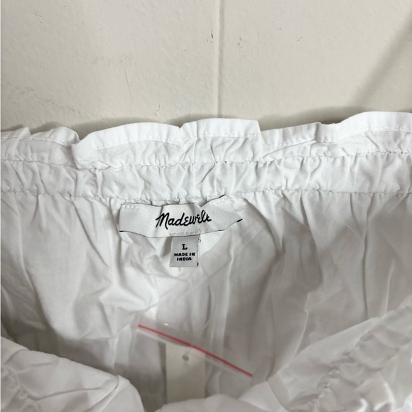 Madewell white Smocked Button-Front Top in Poplin size L new - Picture 5 of 9